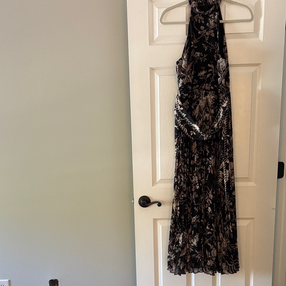 Zimmermann Black and Cream Floral & Pleated  Dress